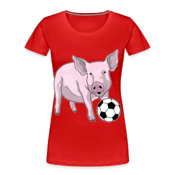 Pig Football Player Football - Women's Premium Organic T-Shirt - red - Front - Mia (176cm)