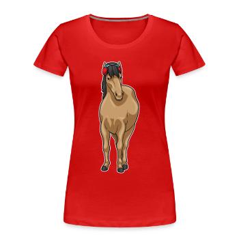 Pferd Kopfhörer Musik - Frauen Premium Bio T-Shirt - Rot - Vorne - Mia (176cm)