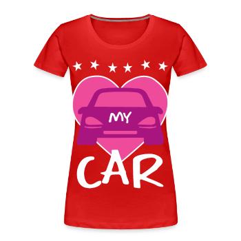 Ich Liebe mein Auto - Frauen Premium Bio T-Shirt - Rot - Vorne - Mia (176cm)