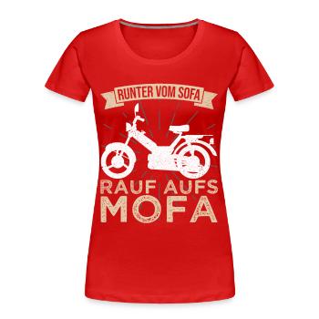 Mofa Führerschein Geschenk Mofafahrer Mofaroller - Frauen Premium Bio T-Shirt - Rot - Vorne - Mia (176cm)
