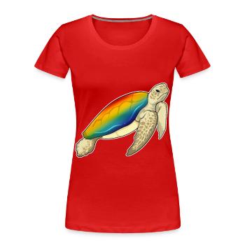 Turtle Rainbow - Women's Premium Organic T-Shirt - red - Front - Mia (176cm)