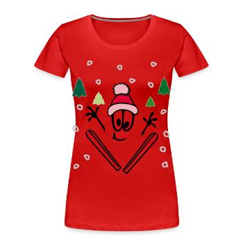 Wintersport, comic - Frauen Premium Bio T-Shirt - Rot - Vorne - Mia (176cm)