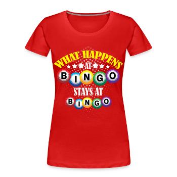Drôle ce qui se passe au bingo en disant motif - T-shirt bio Premium Femme - rouge - Devant - Mia (176cm)