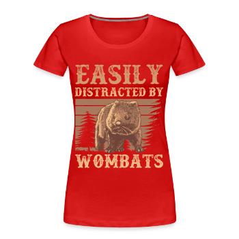 Distracted by Wombat Australia Marsupial - Women's Premium Organic T-Shirt - red - Front - Mia (176cm)