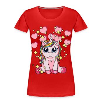 herzliches Einhorn Fabeltier Kinder Sternenstaub - Frauen Premium Bio T-Shirt - Rot - Vorne - Mia (176cm)