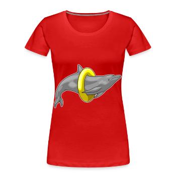 Dolphin Swimming Lifebuoy - Women's Premium Organic T-Shirt - red - Front - Mia (176cm)