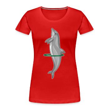Dolphin Fitness Hoop Workout Gymnastics - Women's Premium Organic T-Shirt - red - Front - Mia (176cm)