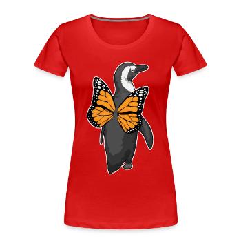 Penguin Butterfly Wings - Women's Premium Organic T-Shirt - red - Front - Mia (176cm)