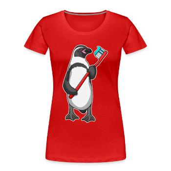 Penguin Toothbrush - Women's Premium Organic T-Shirt - red - Front - Mia (176cm)