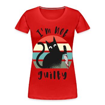 Ich bin unschuldig, Katze mit Messer - Frauen Premium Bio T-Shirt - Rot - Vorne - Mia (176cm)