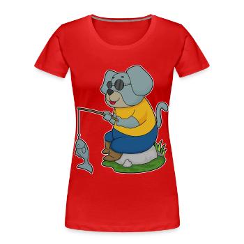 Pêche au poisson Dog Angler - T-shirt bio Premium Femme - rouge - Devant - Mia (176cm)