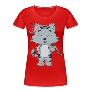 Canne à pêche Cat Angler Canne à pêche - T-shirt bio Premium Femme - rouge - Devant - Mia (176cm)