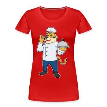 Cuisinier tigre servant la cuisine de cloches - T-shirt bio Premium Femme - rouge - Devant - Mia (176cm)