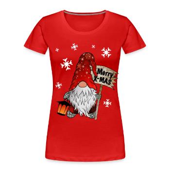 Christmas Gnome mit Schneeflocken X Mas Wichtel - Frauen Premium Bio T-Shirt - Rot - Vorne - Mia (176cm)