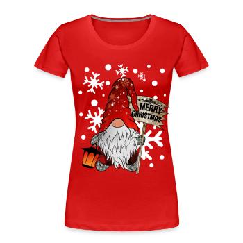 Weihnachts Zwerg Christmas Gnome mit Schneeflocken - Frauen Premium Bio T-Shirt - Rot - Vorne - Mia (176cm)