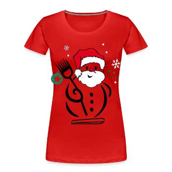 Bonhomme de neige, Père Noël - T-shirt bio Premium Femme - rouge - Devant - Mia (176cm)
