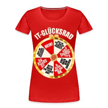 IT Support Glücksrad Service Desk IT Helpdesk Nerd - Frauen Premium Bio T-Shirt - Rot - Vorne - Mia (176cm)