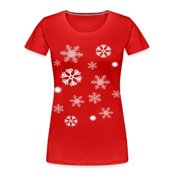 Snowflakes - Women's Premium Organic T-Shirt - red - Front - Mia (176cm)