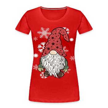 Gnom Weihnachts Wichtel Schneeflocken - Frauen Premium Bio T-Shirt - Rot - Vorne - Mia (176cm)