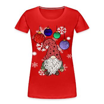 Gnome Weihnachts Wichtel mit Schneeflocken - Frauen Premium Bio T-Shirt - Rot - Vorne - Mia (176cm)
