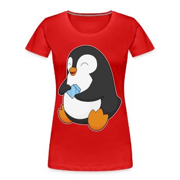 Pinguin Eiswürfel - Frauen Premium Bio T-Shirt - Rot - Vorne - Mia (176cm)