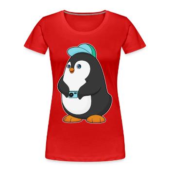 Photographe Penguin Appareil photo - T-shirt bio Premium Femme - rouge - Devant - Mia (176cm)