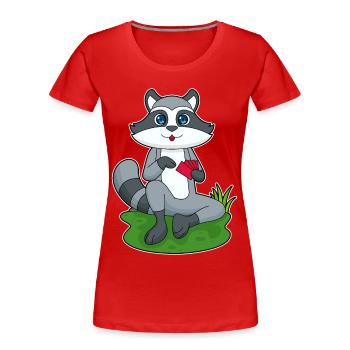 Waschbär Poker Pokerkarten - Frauen Premium Bio T-Shirt - Rot - Vorne - Mia (176cm)