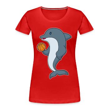 Dolphin Basketball Player Basketball - Women's Premium Organic T-Shirt - red - Front - Mia (176cm)