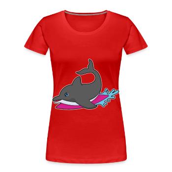 Dolphin Surfing Surfboard Summer - Women's Premium Organic T-Shirt - red - Front - Mia (176cm)