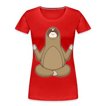 Méditation de fitness au yoga paresseux - T-shirt bio Premium Femme - rouge - Devant - Mia (176cm)