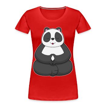 Panda Yoga Fitness Meditation - Frauen Premium Bio T-Shirt - Rot - Vorne - Mia (176cm)