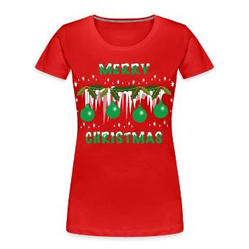 Green Christmas Balls - Women's Premium Organic T-Shirt - red - Front - Mia (176cm)