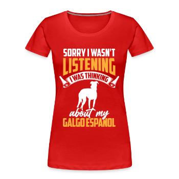 Thought of my Galgo Espanol Galgo Espanol - Women's Premium Organic T-Shirt - red - Front - Mia (176cm)