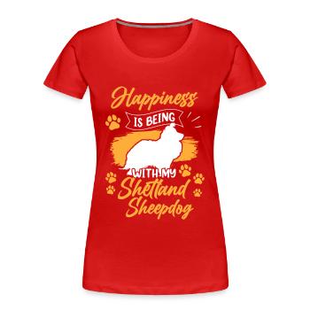 Shetland Sheepdog happy British sheepdog - Women's Premium Organic T-Shirt - red - Front - Mia (176cm)