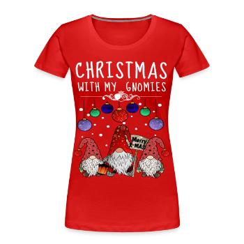 Joyeux Noël Famille Gnome - T-shirt bio Premium Femme - rouge - Devant - Mia (176cm)