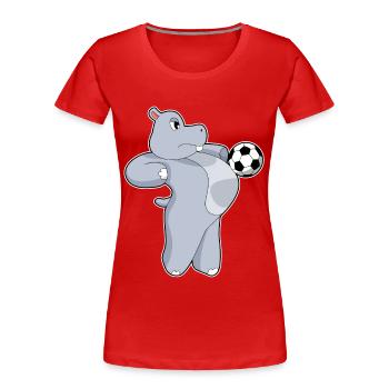 Hippopotamus Soccer Player Soccer - Women's Premium Organic T-Shirt - red - Front - Mia (176cm)