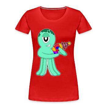Extraterrestre pieuvre - T-shirt bio Premium Femme - rouge - Devant - Mia (176cm)