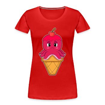 Krake Waffeleis  - Frauen Premium Bio T-Shirt - Rot - Vorne - Mia (176cm)