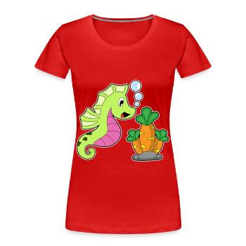 Hippocampe Carotte - T-shirt bio Premium Femme - rouge - Devant - Mia (176cm)