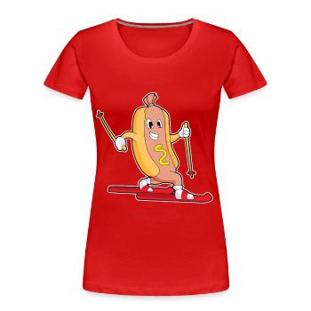 Hotdog Skifahrer Ski - Frauen Premium Bio T-Shirt - Rot - Vorne - Mia (176cm)