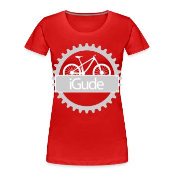iGude Zahnrad MTB hell - Frauen Premium Bio T-Shirt - Rot - Vorne - Mia (176cm)