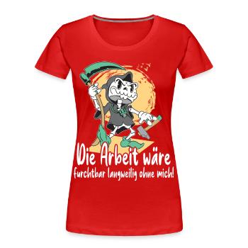 Sensenmann mit Werkzeug - Frauen Premium Bio T-Shirt - Rot - Vorne - Mia (176cm)