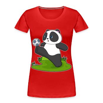 Panda Fußballspieler Fußball - Frauen Premium Bio T-Shirt - Rot - Vorne - Mia (176cm)