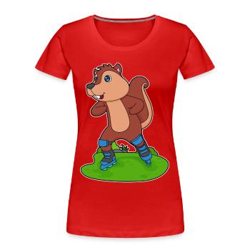 Patins en ligne Squirrel Patins en ligne - T-shirt bio Premium Femme - rouge - Devant - Mia (176cm)