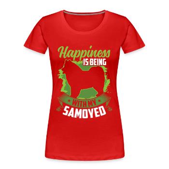 Samojede ist glücklich sein Samojedenspitz - Frauen Premium Bio T-Shirt - Rot - Vorne - Mia (176cm)