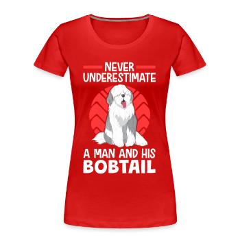 Girl with Bobtail Old English Bobtail - Women's Premium Organic T-Shirt - red - Front - Mia (176cm)