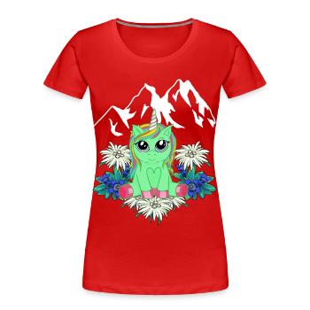 Einhorn Flora Alpen Gebirge Horn Gipfel Frühling - Frauen Premium Bio T-Shirt - Rot - Vorne - Mia (176cm)