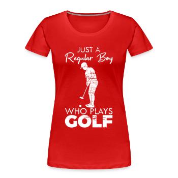 Garçon ordinaire qui joue au golf - T-shirt bio Premium Femme - rouge - Devant - Mia (176cm)