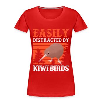 Kiwi Vogel abgelenkt durch Neuseeland Kiwi - Frauen Premium Bio T-Shirt - Rot - Vorne - Mia (176cm)