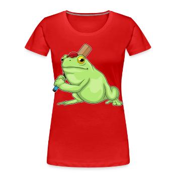 Frog Cricket Cricket Bat - Women's Premium Organic T-Shirt - red - Front - Mia (176cm)